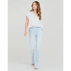 Spanx Flare Comfort Stretch Denim Pull On Jean 20348R Retro Light Wash XL